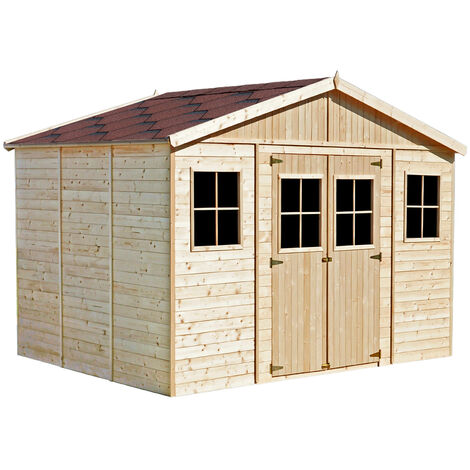 Lot de bardeaux bitumineux Hexagonal Rock H331RED, couleur rouge - bitume toiture Timbela M331 pour chalet de jardin