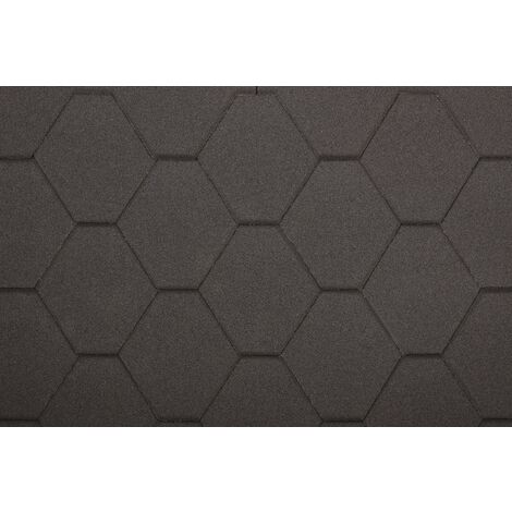 Lot de bardeaux bitumineux Hexagonal Rock H389BLACK, couleur noir - bitume toiture Timbela M389 pour chalet de jardin