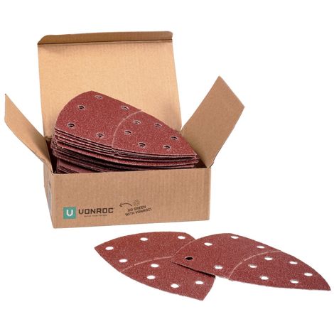 Lot de feuilles abrasives 50 pièces - pour ponceuses et outil multifonction - 100x150 mm - pièce frontale rotative