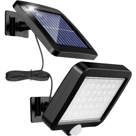 Lumière solaire extérieure avec détecteur de mouvement 56 LED, lumière solaire de jardin étanche IP65 à 120 ° avec câble de 5 m [Classe énergétique A++]