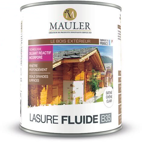 MAULER - Lasure bois Chêne Clair satiné 5L - glycéro ne pèle pas, ne s'écaille pas - résines alkydes à l'huile : très haute durabilité & sans coulure - qualité PRO B35