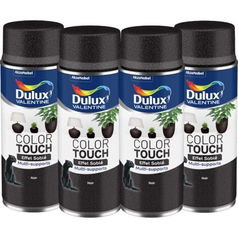 Maxi Pack 4 - Peinture aérosol Color Touch Multi-Supports - Effet Sablé Noir 400 ml - Dulux Valentine