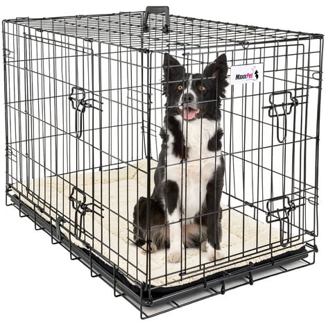 MaxxPet Cage pour Chien 107x71x76 cm - Avec Coussin - Avec poignée - Caisse de transport pliante - 2 Portes - Noir