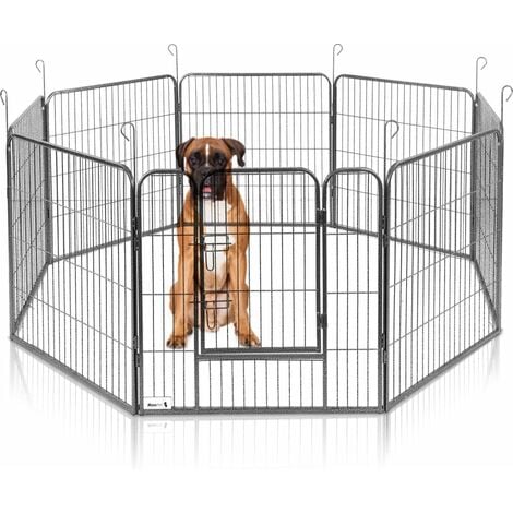 MaxxPet Enclos pour chien 80x80 cm - Modulaire - 8 panneaux - Parc pour chiots - Chenil pour chiens - Puppy Run - Noir