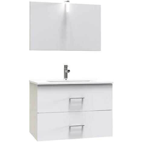 Meuble à suspendre PALNECA - 60cm - Blanc - Laqué - Livré monté