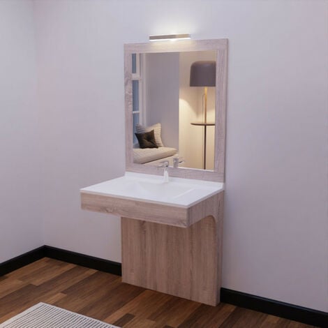 Meuble ALTEA 80 cm avec plan vasque et miroir Miralt - Cambrian oak