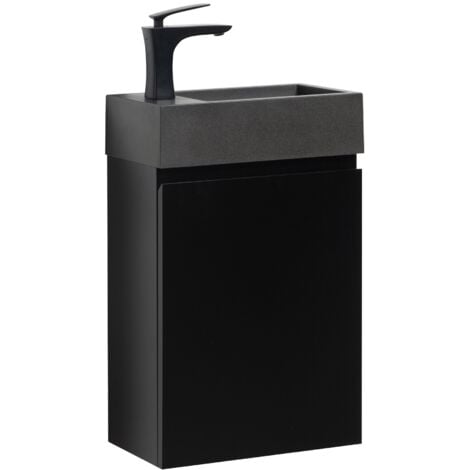 Meuble de salle de bain Angela 40 x 22 cm Noir Mat, Noir lavabo - Armoire
