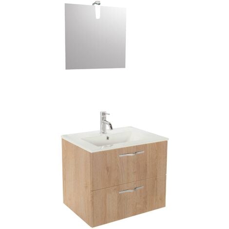 Meuble de Salle de Bain OBVIO S+ - Livré monté - Mélaminé - Bois - L80cm
