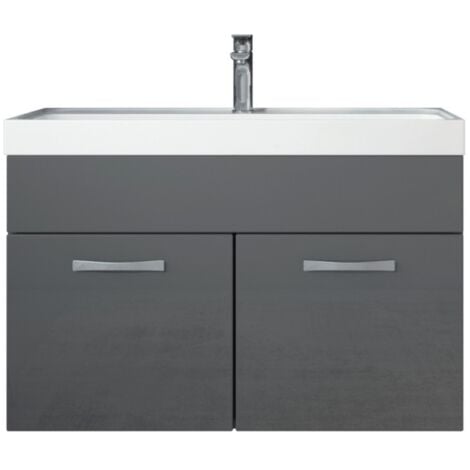 Meuble de salle de bain Paso 01 - Badplaats - 80 cm - Gris brillant - Armoire
