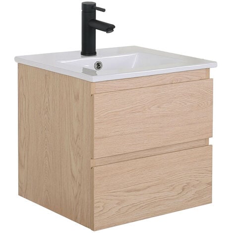 Meuble simple vasque décor chêne  45cm + vasque SORRENTO