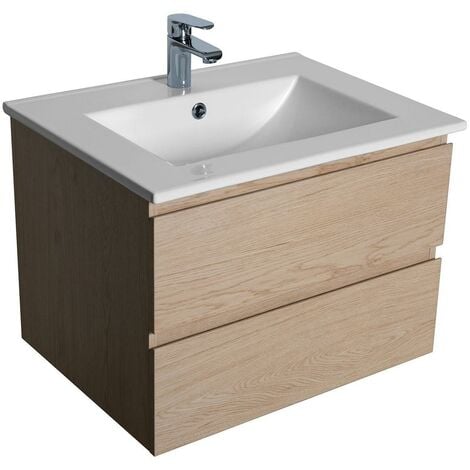 Meuble simple vasque MOB-IN Sorrento - 60cm - Décor chêne avec vasque