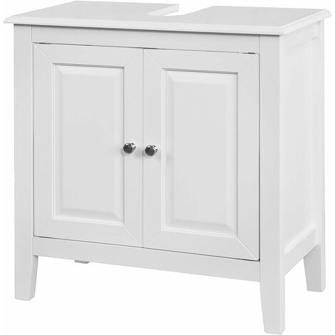 Meuble Sous-Lavabo Dessous de lavabo ou Evier Meuble de Salle de Bain Vasque à 2 étages et 2 portes -Blanc FRG202-W SoBuy®
