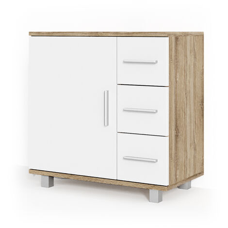 Meuble sous-lavabo „Ilias“ 60cm Chêne clair/Blanc Vicco