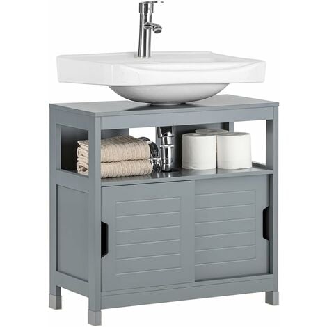 Meuble sous-Lavabo Meuble de Salle de Bain Vasque - 1 étage et 2 Portes coulissantes -Gris, SoBuy® FRG128-SG