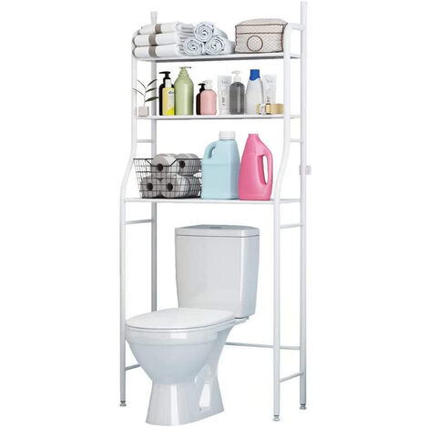Meuble WC ou machine à laver- Étagère de salle de bains 3 étagères-68x160x25cm(LxHxP)