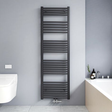 Meykoers 160x50cm Sèche serviettes radiateur eau chaude vertical chauffage 654W, tubes ronds - Anthracite