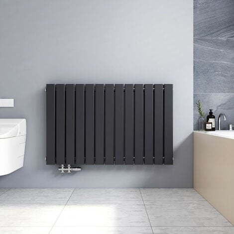 Meykoers Radiateur à eau chaude Anthracite horizontal Radiateur couche double 63x100cm, 1343W chauffage central Radiateur eau chaude