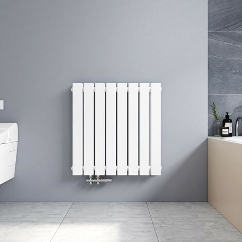 Meykoers Radiateur à eau chaude Blanc horizontal Radiateur couche double 63x62cm, 826W chauffage central Radiateur eau chaude