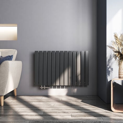Meykoers Radiateur eau chaude Anthracite 630x100mm Horizontal panneau Radiateur, couche unique chauffage central 850W