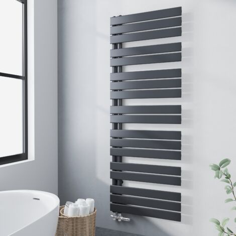 Meykoers Radiateur Sèche-serviette eau chaude 1662x600mm sèche-serviettes, Lames plates ouverture latérale - Anthracite
