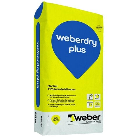 Mortier d'imperméabilisation pour fondations ou piscines, 25kg , Weberdry plus, WEBER