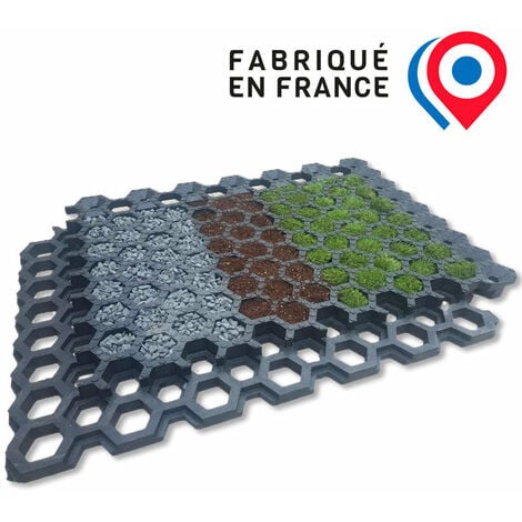MOSAIK ALVEOLES® Dalles de Parking Végétalisé I PVC recyclé I Gazon, Gravier