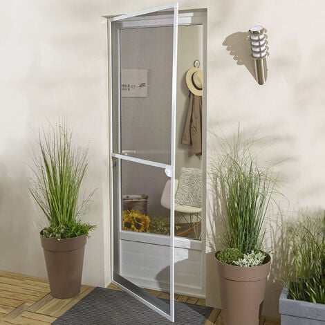 Moustiquaire porte battante aluminium pour porte - recoupable - Blanc - L100 x H220cm