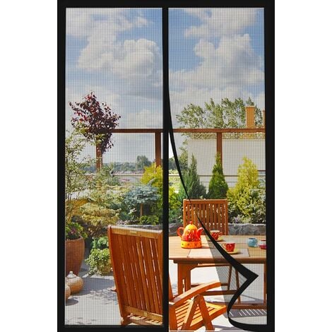 Moustiquaire Porte Fenetre Magnetique 110×210cm, Rideau Anti Insecte Mouche, Moustiquaire Baie Vitree Coulissante Magnétique, Rideaux Fenêtre Aimantée Sans Perage,Noir