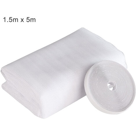 Moustiquaires de Fenêtre 150 x 500cm Maille en Nylon Anti-t Anti Insecte avec Bande Auto-Adhésive