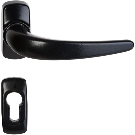 Paire de Poignées de Porte sur Rosaces KLOSE besser " STELLUS " + 2 Rosaces Trous Cylindres Noires