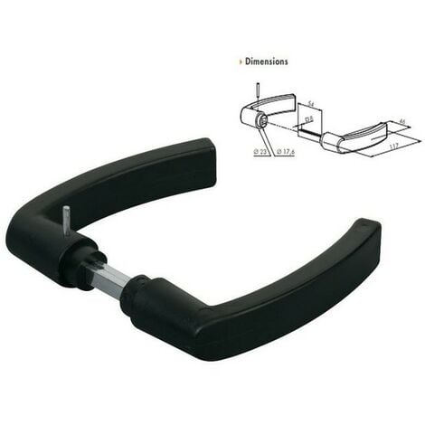 Paire de poignées en polyamide noir pour carré de 8mm, longu. 54mm LOCINOX