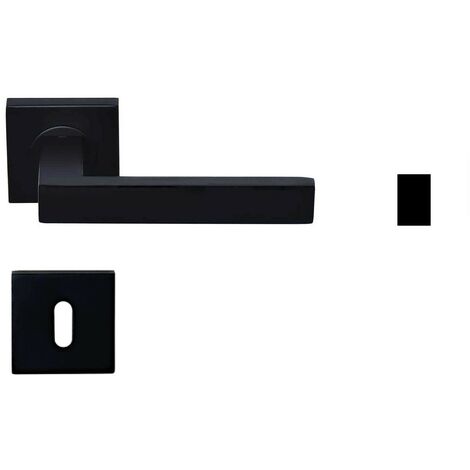 Paire de Poignées Noires Klose besser sur rosaces carrées COLETTEN  +1 Paire de rosaces à trou de clé