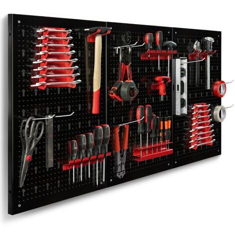 Panneau mural perforé en acier 120 x 60 cm porte-outils avec 17 accessoires