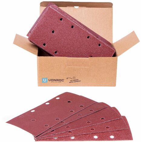 Papier abrasif 92x187mm - Fixation adhésive et universelle - 50 pcs incluses
