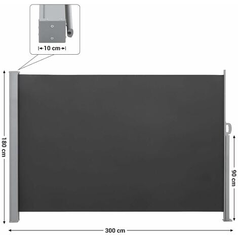 Paravent extérieur 180 x 300 cm (H x L), Store latéral pour Balcon et terrasse, Pare-Soleil, Paravent retractable Brise-Vue Protection Vie privée, Gris Anthracite GSA180TG
