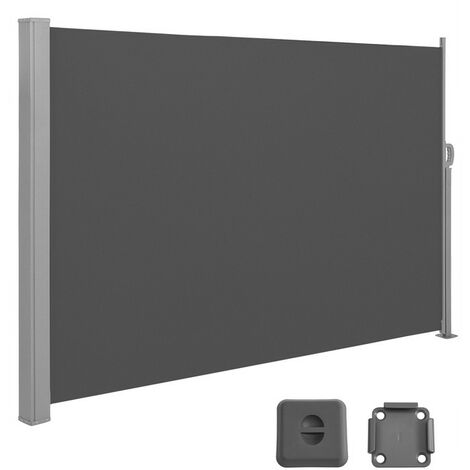 Paravent extérieur 200 x 400 cm (H x L), Store latéral Brise-vue Paravent retractable - Gris Anthracite GSA204G02