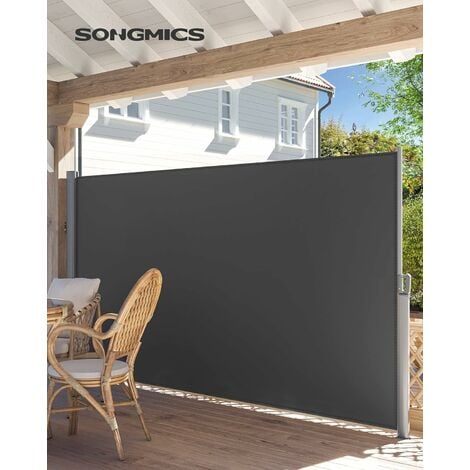 Paravent extérieur Store latéral 350 x 180cm Abri soleil Paravent extérieur rétractable - Gris foncé GSA185G