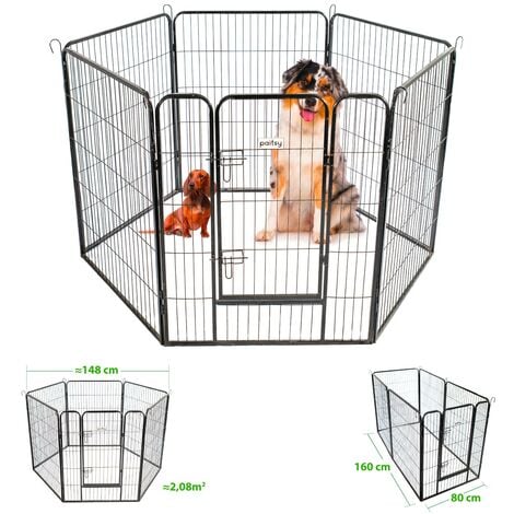 Parc Enclos pour chien chiot et lapin GARDEO80x100x6, 6 panneaux 80X100cm, 1,28M2, modulable, intérieur et extérieur, pliable, garantie 5 ans, Paitsy