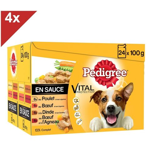 PEDIGREE 96 Sachets fraîcheur en sauce 4 variétés pour chien 100g (4x24)