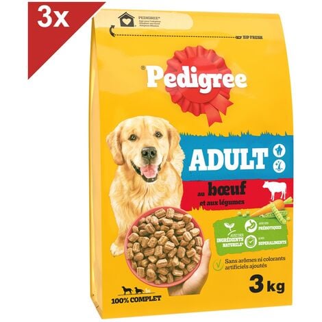 PEDIGREE Croquettes au Boeuf et aux Legumes pour chien adulte 10kg 3x3kg