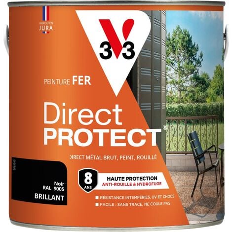 Peinture fer extérieur Direct Protect® V33 Noir RAL 9005 Mat 2L