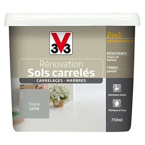 Peinture V33 Rénovation Sols Carrelés (Carrelages - Marbres) 2 en 1 Satin Titane 0,75 L