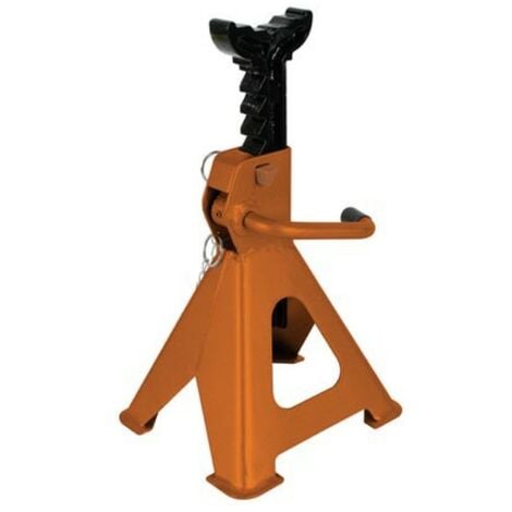 Perel Paire de chandelles à crémaillère, réglables en hauteur, lot de 2, hauteur de levage de 430 mm, 2 tonnes (par pièce), acier, orange