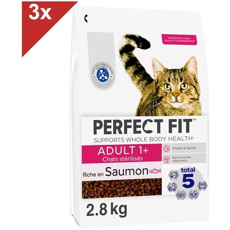 PERFECT FIT Croquettes Riche en Saumon frais chat adulte stérilisé 3x2,8kg