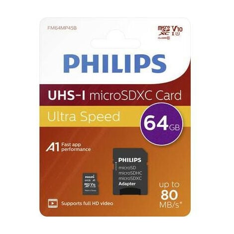 Philips FM64MP45B Carte mémoire flash (adaptateur SD inclus(e)) 64 Go UHS I Class10 SDXC