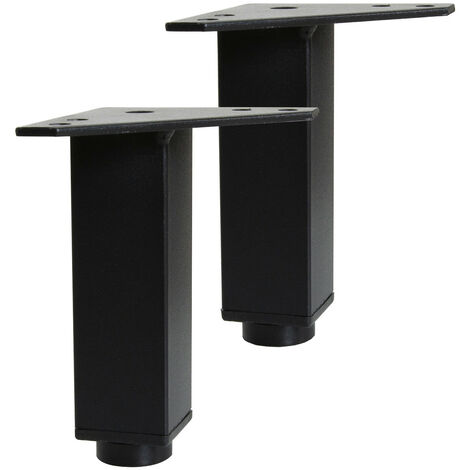 Pieds réglables WILL - Jeu de 2 pieds réglables pour Meuble de Salle de Bain - Noir Mat