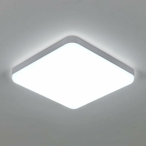 Plafonnier Led Carré 30W, Luminaire Plafonnier Etanche IP54, 2700LM 6500K Blanc Froid, Plafonnier Salle de Bain Cuisine Couloir Balcon 25cm [Classe énergétique E]