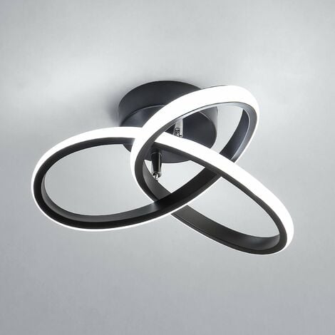 Plafonnier LED Moderne 22W 2500LM, Lustre Noire pour Chambre Salon Couloir, Diamètre 26cm, Lumière 6500K Blanche Froide