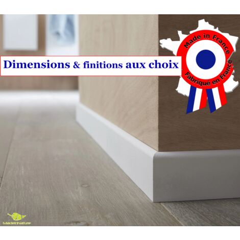 Plinthe en médium prépeinte blanche de très grande qualité – fabrication FRANCAISE – différentes dimensions et finitions - 10cm - 20 ML - Arrondi.