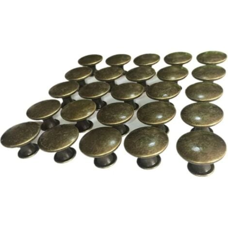 Poignée de meuble-10x Boutons de Tiroir de Porte Vintage 30mm Antique Laiton Poignées de Placard d'armoires de Cuisine, Pour Commode et Armoire Meuble, Bronze Ancien